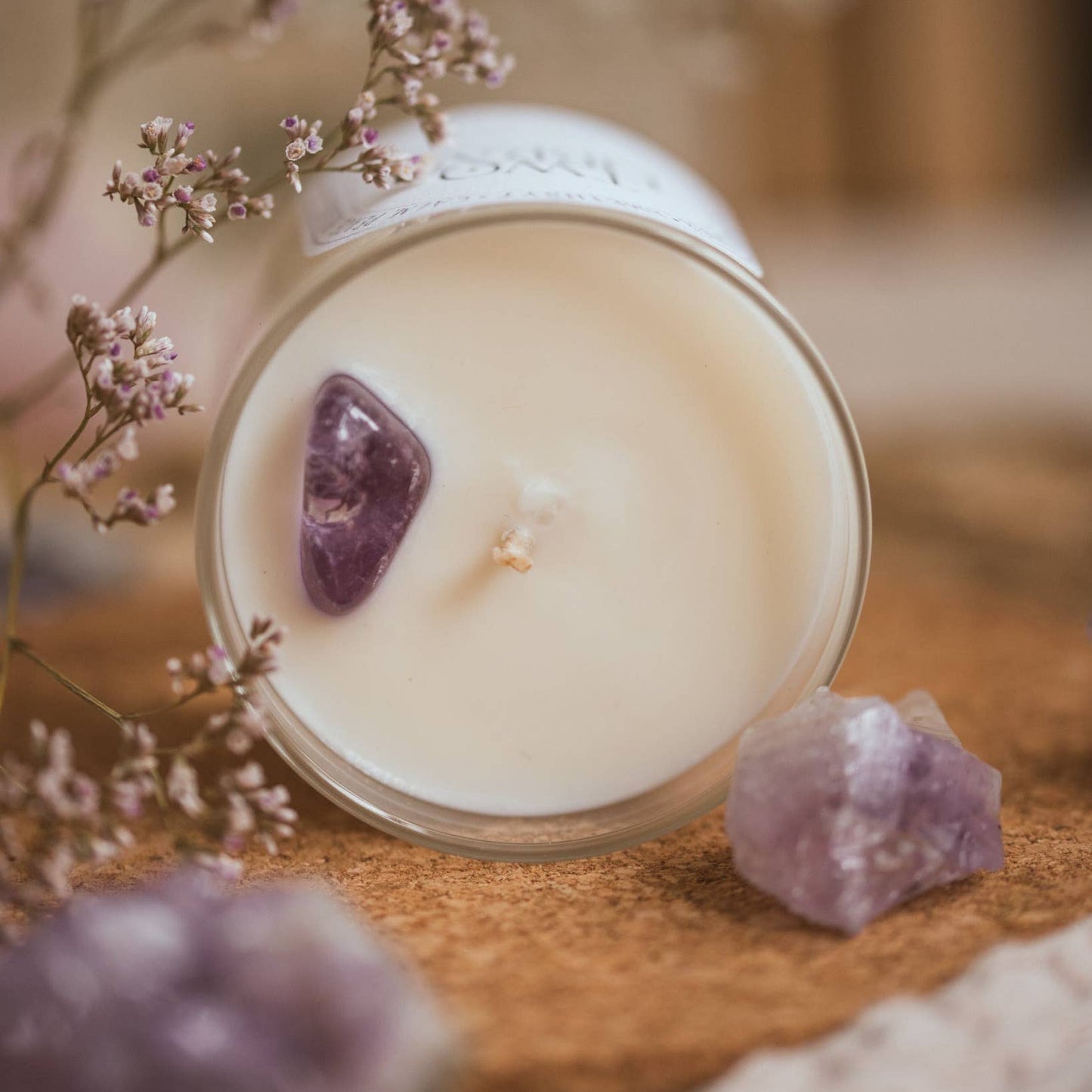 Amethyst Crystal Intention Candle - Calm, Peace, Healing