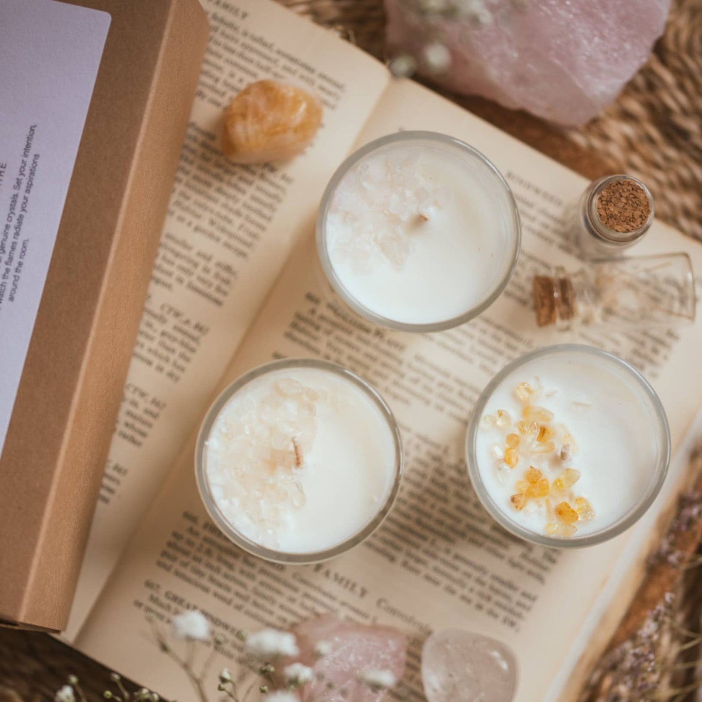 Set of 3 Mini Crystal Intention Candles in Gift Box