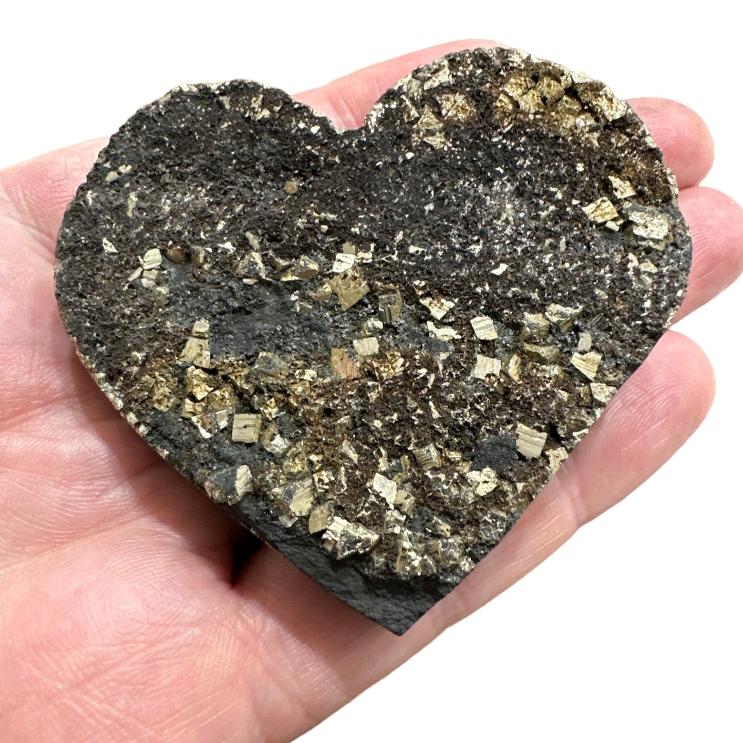Pyrite on Basalt Matrix Heart
